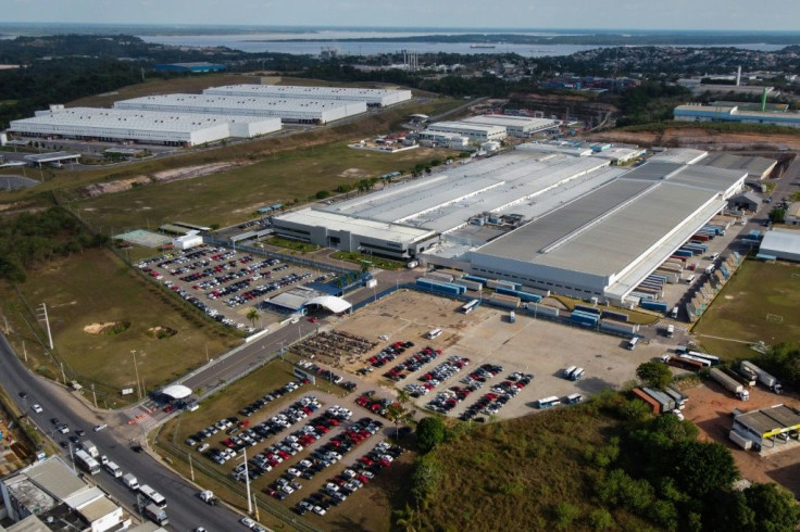Aerial view showing factories at the Manaus Duty Free Zone (ZFM), Amazonas state, Brazil, in September 2020