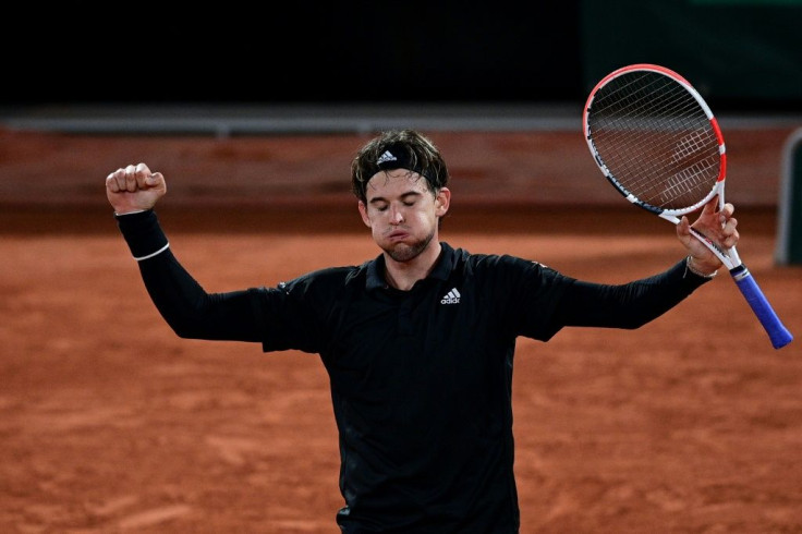 What a relief! Dominic Thiem celebrates after defeating Hugo Gaston