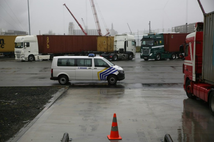 View of customs vehicle at the Antwerp Port on September 28, 2020.