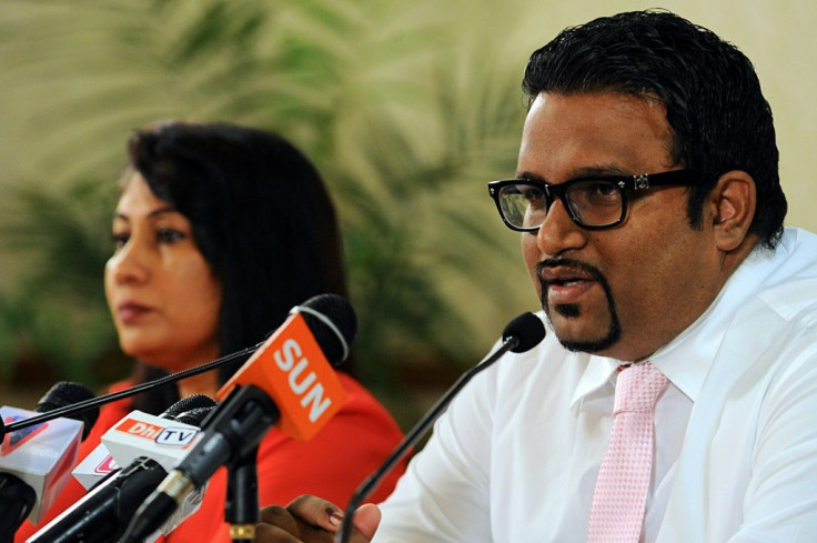 Former Maldives vice president Ahmed Adeeb (R, pictured in November 2013) has been sentenced to 20 years for graft, money laundering and abuse of power