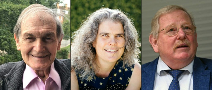 The trio, (L to R) Roger Penrose of Britain, Andrea Ghez of the US and Reinhard Genzel of Germany, won the prize for their work on black holes