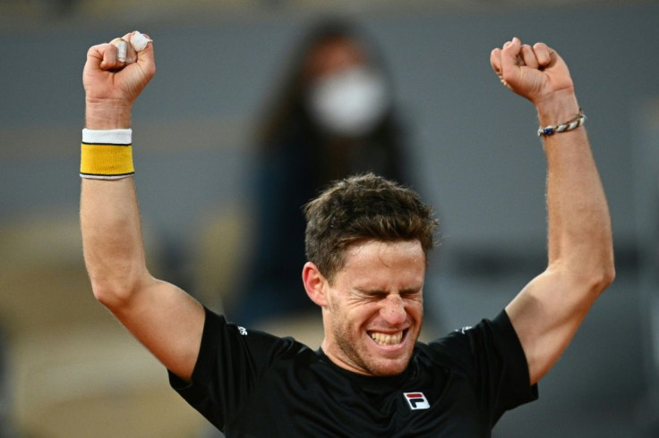 Moment of triumph: Argentina's Diego Schwartzman celebrates after defeating Dominic Thiem