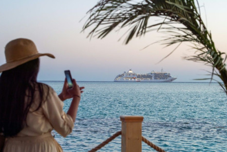The Silver Spirit cruise ship sails off Saudi Arabia's coast, which the petro-state aspires to turn into a global tourism and investment hotspot as part of a plan to reduce reliance on oil revenue