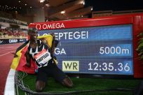 Cheptegei with his world record time