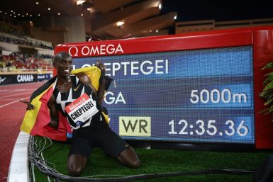 Cheptegei with his world record time