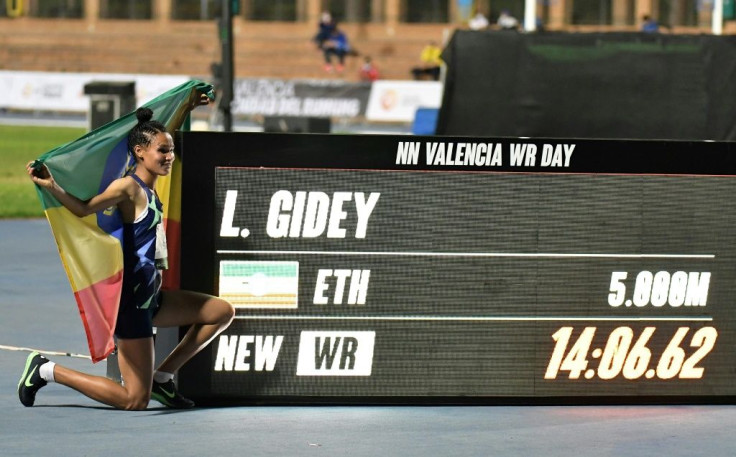Ethiopia's Letesenbet Gidey took a remarkable four seconds off the previous record for the women's 5,000m set by Tirunesh Dibaba in 2008