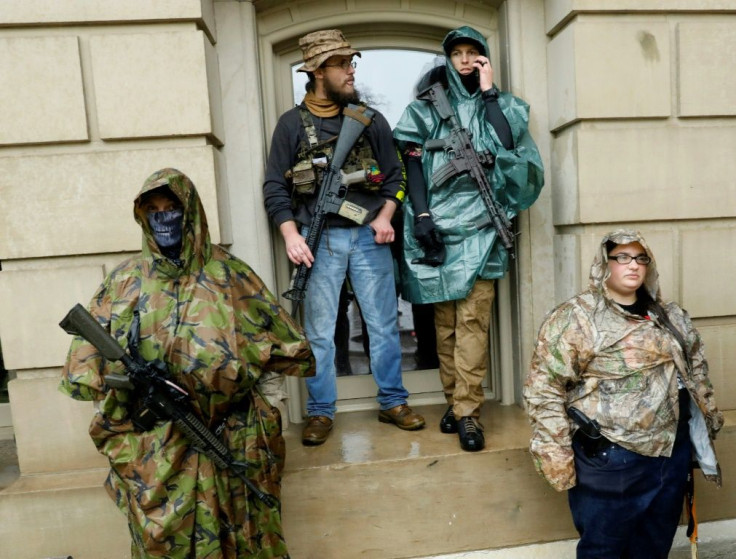 Armed protestors at a demonstration in May in Lansing, Michigan, against the coronavirus lockdown in the state
