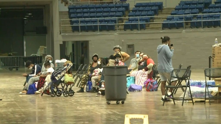 Images of an evacuation center in Lake Charles, Louisiana, ahead of Hurricane Delta's landfall, as a "life-threatening storm surge," according to the US National Hurricane Center, approaches portions of the northern Gulf Coast, where the storm is expected