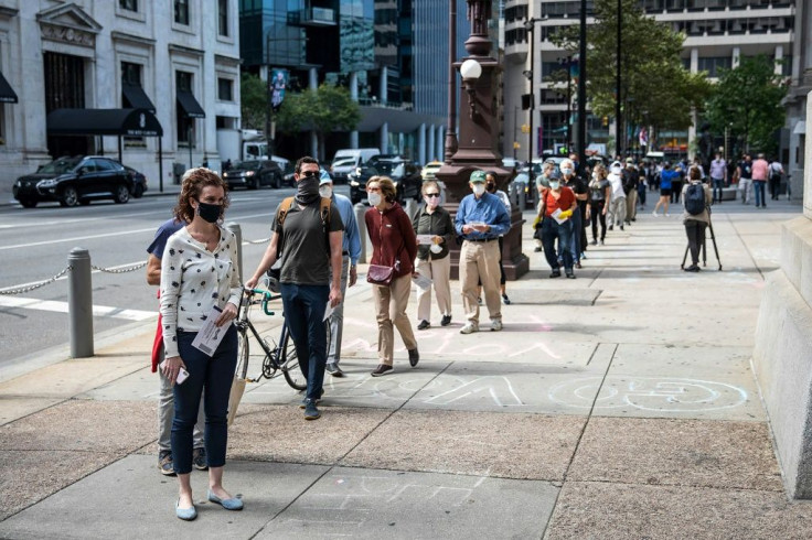 Over a hundred people lined up in front of Philadelphia City Hall on October 7 to cast their "mail-in ballots" ahead of the November 3 presidential election