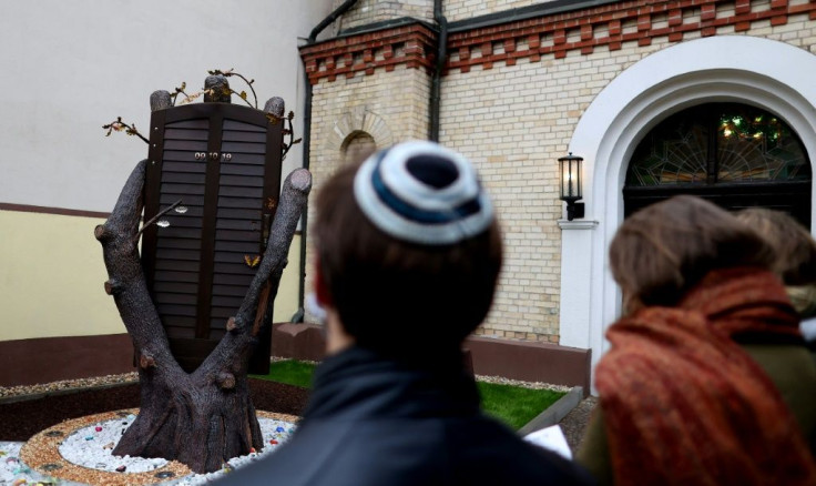 The synagogue door that withstood an anti-Semitic attacker's bullets has been turned into a memorial in Halle
