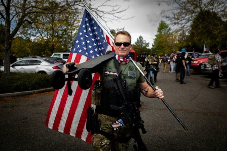 An attendee at a Proud Boys rally in Portland, Oregon in September 2020