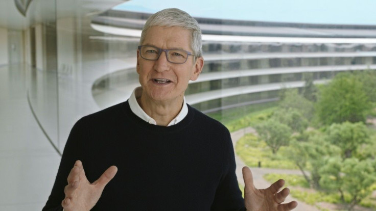 A handout image from a video released by Apple shows CEO Tim Cook at an event on September 15, 2020 in Cupertino, California; the company is expected to unveil a much anticipated iPhone 12 tuned to the 5G networks taking root around the world