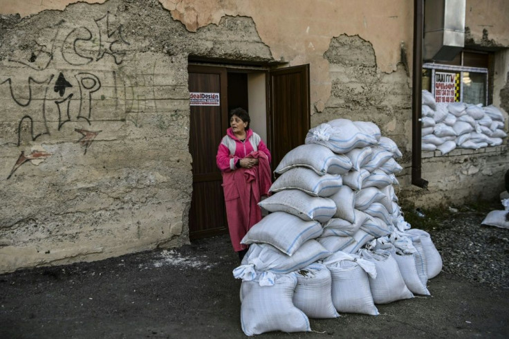 Some buildings in Stepanakert have been turned into makeshift shelters
