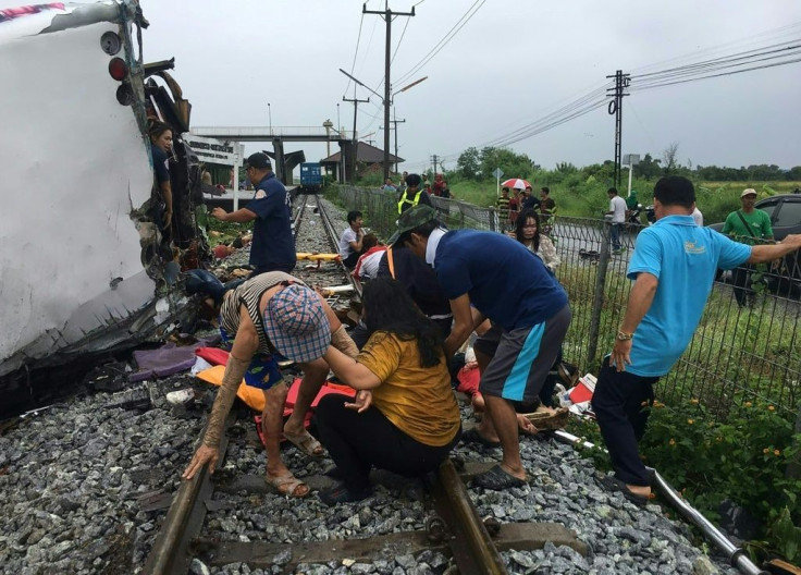 The bus and train collided at a location around 50 km (31 miles) east of Bangkok