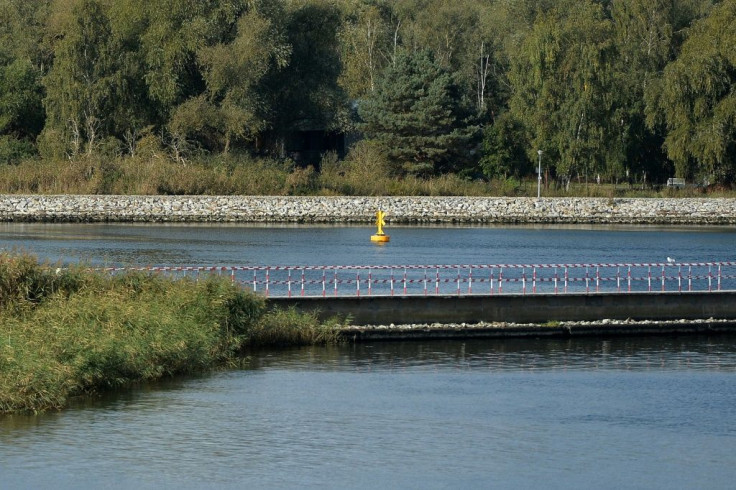 The location of the WWII bomb has been marked off with a buoy