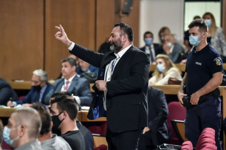 Independent Eurodeputy Ioannis Lagos (C) asked for the panel of three judges to be replaced