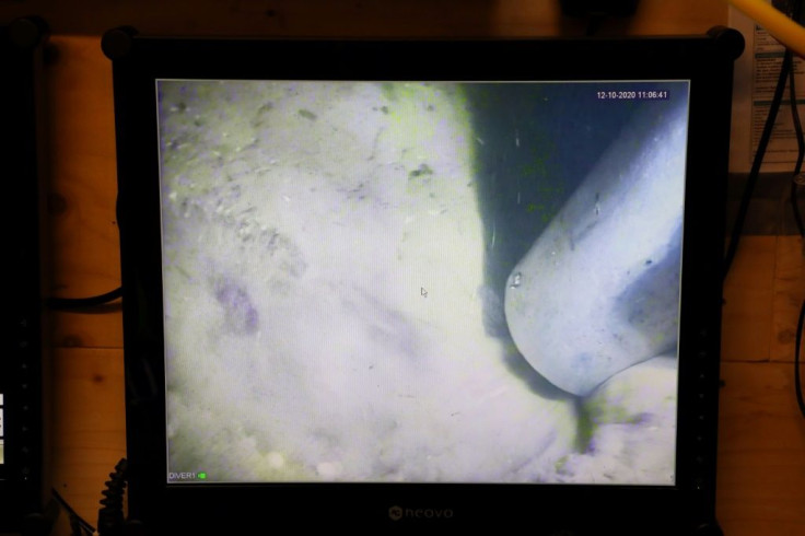 An underwater image of the bomb
