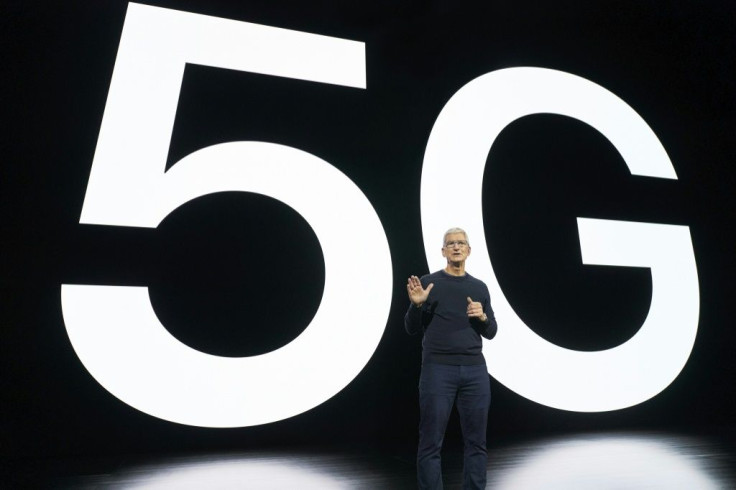 In this photo released by Apple, Apple CEO Tim Cook speaks about 5G during an Apple event at Apple Park in Cupertino, California on October 13, 2020