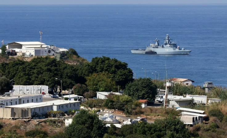 A UN vessel patrols off shore while the high-security talks between Israel and Lebanon take place in a peacekeeping base in the Lebanese border town of Naqura