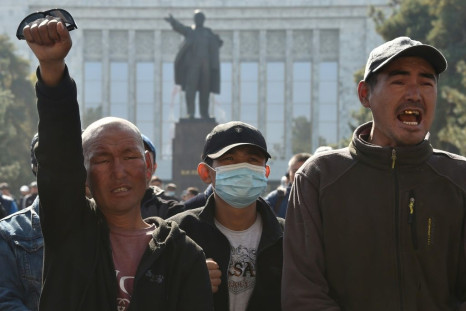 A crowd of Japarov supporters protested in central Bishkek against the appointment of a new parliarmentary speaker