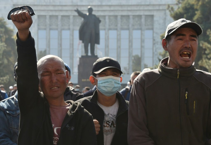 A crowd of Japarov supporters protested in central Bishkek against the appointment of a new parliarmentary speaker