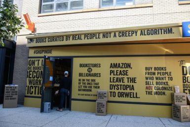 Solid State Books in Washington DC displaying material from the anti-Amazon campaign in its window