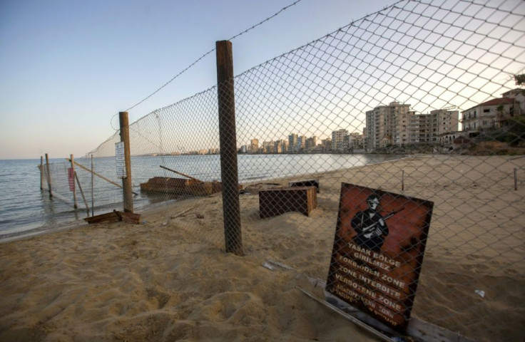 A view of deserted buildings of the tourist area of Varosha, in the fenced off area of Famagusta, in the Turkish-occupied north of the divided eastern Mediterranean island of Cyprus