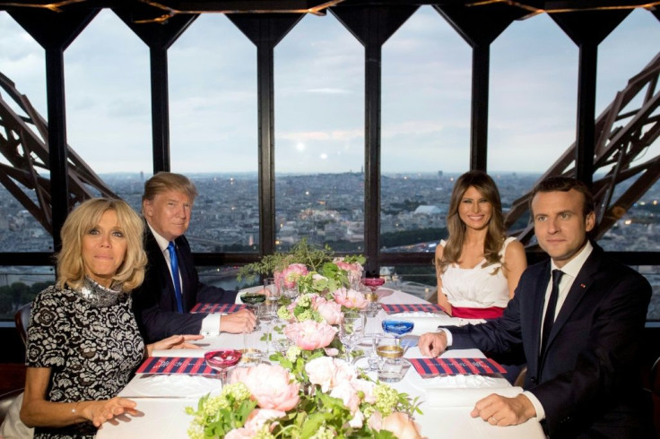 French President Emmanuel Macron and his wife Brigitte invited the Trumps to dinner up the Eiffel Tower in 2017, before Franco-American ties soured badly.
