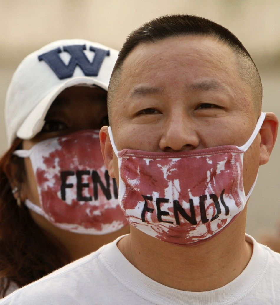 Protestors with masks