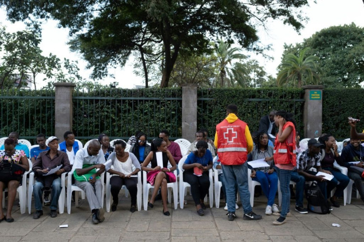 People donate blood in 2019 at the August 7th Memorial Park in Nairobi, the site of a 1998 attack that destroyed the US embassy