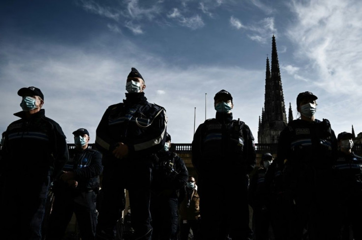 Police observe a minute's silence in Bordeaux in homage to history teacher Samuel Paty