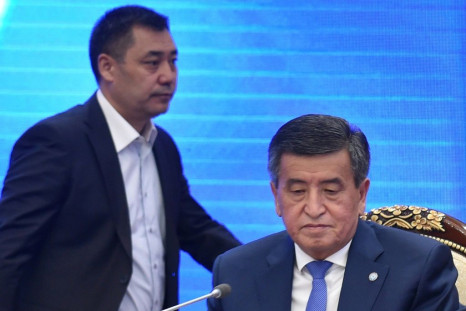 Power is currently in the hands of prime minister and acting president Sadyr Japarov (left) after Sooronbay Jeenbekov (right) stepped down following a disputed vote