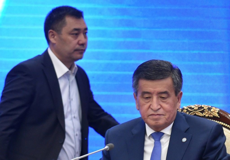 Power is currently in the hands of prime minister and acting president Sadyr Japarov (left) after Sooronbay Jeenbekov (right) stepped down following a disputed vote