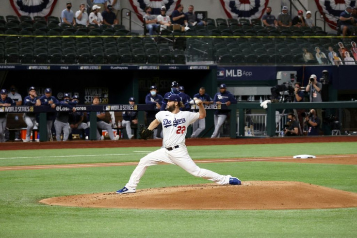 Clayton Kershaw's superb pitching display set up the Los Angeles Dodgers' 8-3 victory in game one of the World Series against the Tampa Bay Rays