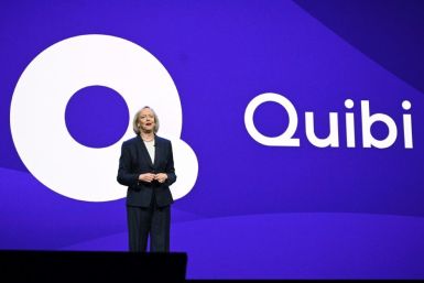 Quibi CEO Meg Whitman speaks about the short-form video streaming service in January 2020 at the Consumer Electronics Show in Las Vegas