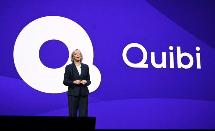 Quibi CEO Meg Whitman speaks about the short-form video streaming service in January 2020 at the Consumer Electronics Show in Las Vegas