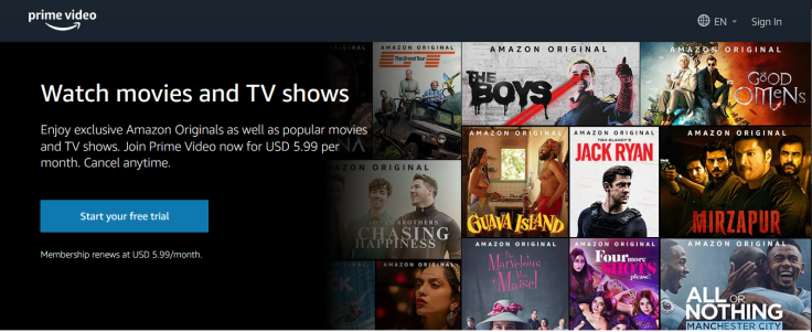 Amazon Prime Video Homepage