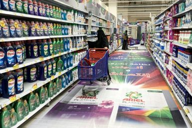 People shop at a supermarket in Riyadh. Multiple Saudi supermarket chains have announced they are stopping the import and sale of Turkish products