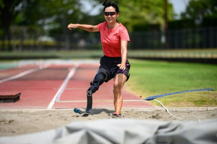 Sayaka Murakami trains with the aim of long jumping in next year's delayed paralympics in Tokyo