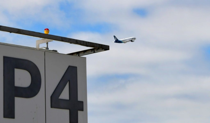 An Alaska Airlines plane takes off from Los Angeles International Airport on May 12, 2020