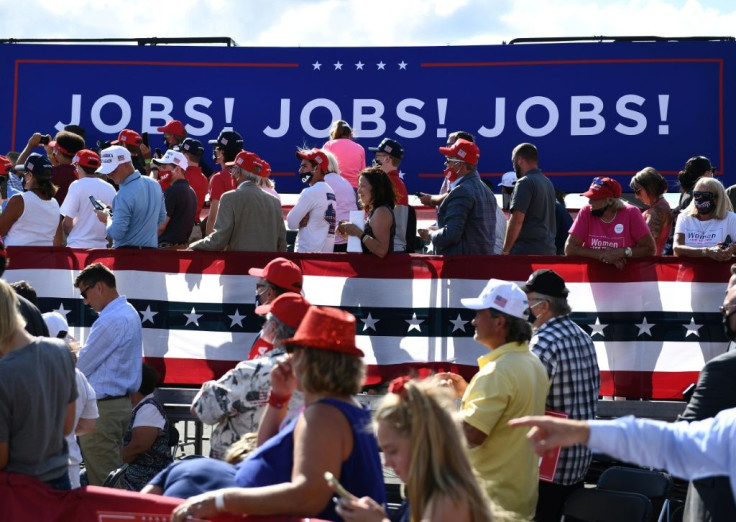 US President Donald Trump delivers remarks on the economy in Oshkosh, Wisconsin in August 2020