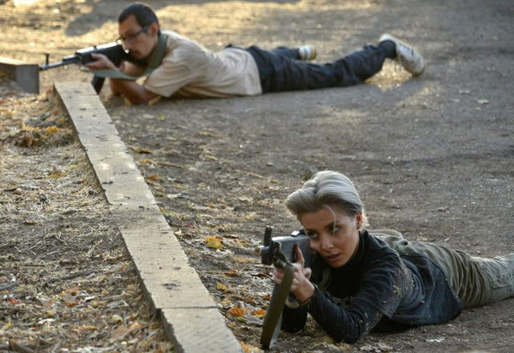 Volunteers and reservists in military training on Thursday before joining the Karabakh Defence Army to fight against Azerbaijani forces