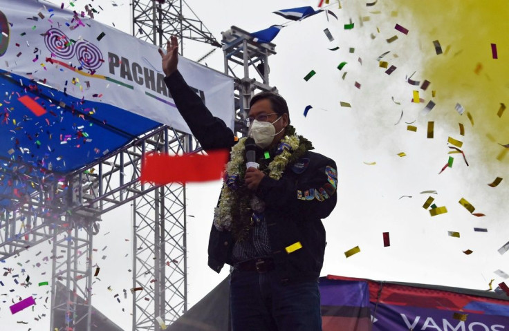 Socilaist candidate Luis Arce waving to his supporters ahead of the election that propelled him to Bolivia's presidency