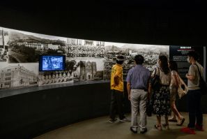 People visit the Nagasaki Atomic Bomb Museum in August 2020, at the 75th anniversary of the attack