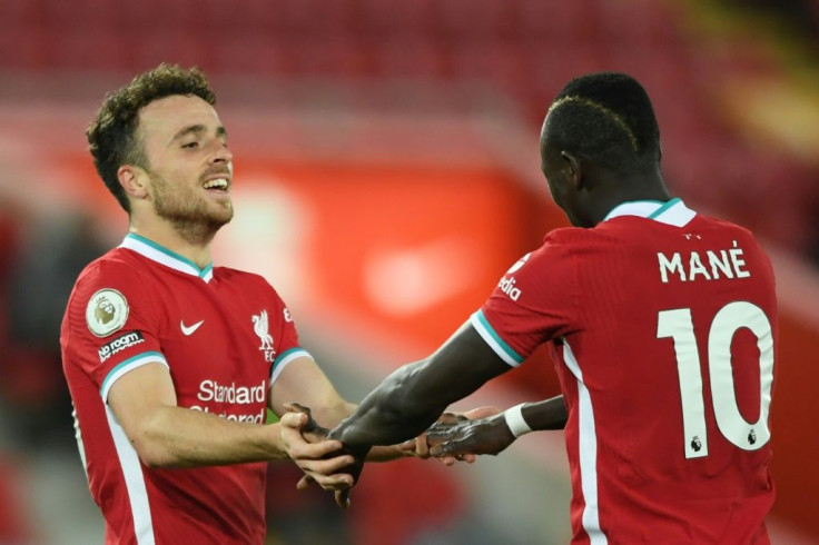 Liverpool forward Diogo Jota (left) celebrates his winner against Sheffield United