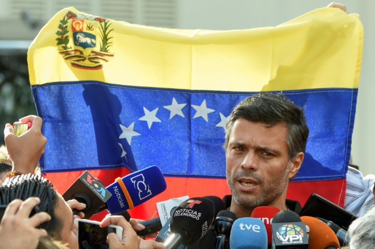 Leopoldo Lopez, shown here in 2019, has fled Venezuela and is en route to Spain, his father said on October 24, 2020