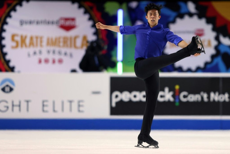 American Nathan Chen performs his gold medal winning routine in the free skate program during the ISU Skate America competition at the Orleans Arena in Las Vegas, Nevada