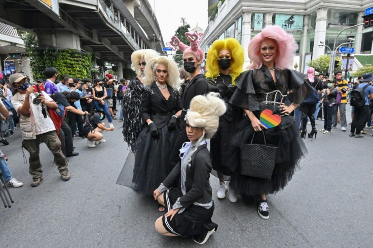 The gathering saw a diverse crowd, including drag queens in full regalia