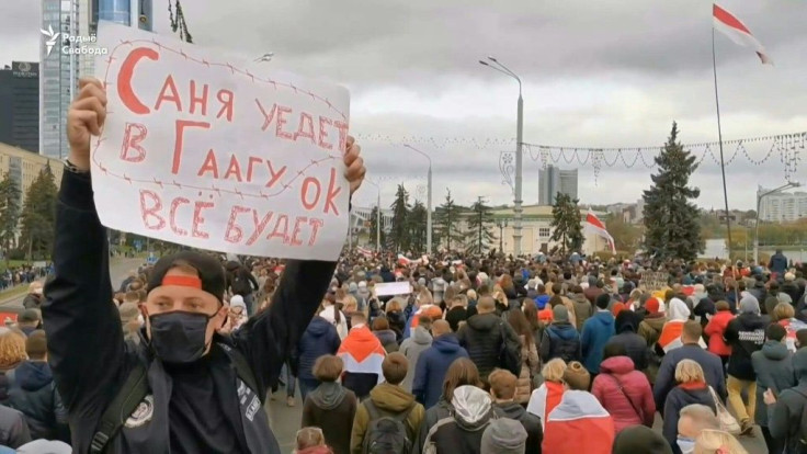 IMAGES Belarusian demonstrators flood the streets of the capital Minsk on the final day of an ultimatum set by the opposition for their embattled strongman leader to resign after months of mass protests.