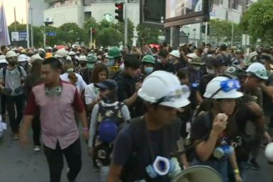 Thai pro-democracy protesters gather for a march to the German embassy
